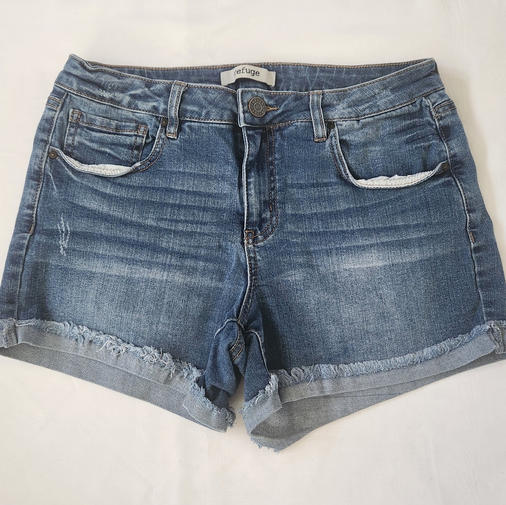 Refuge Denim Jean Shorts Cutoff Festival Stretch Coastal Cowgirl Mid Rise 6